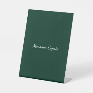 Dark Green Elegant Casual Own Name Handwriting Pedestal Sign