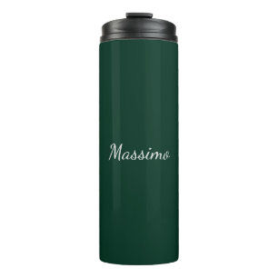 Dark Green Elegant Casual Own Name Handwriting Thermal Tumbler