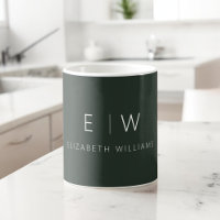 Dark Green Elegant Modern Minimalist Monogram Name