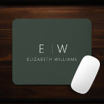 Dark Green Elegant Modern Minimalist Monogram Name Mouse Mat<br><div class="desc">Upgrade your workspace with our Classic Elegant Modern Minimalist Monogram Mouse Pad. This sophisticated mouse pad seamlessly marries timeless elegance with contemporary minimalism, adding a touch of refinement to your desk. Crafted with meticulous attention to detail, this mouse pad is more than just a functional accessory; it's a personalised statement....</div>