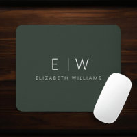 Dark Green Elegant Modern Minimalist Monogram Name