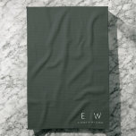 Dark Green Elegant Modern Minimalist Monogram Name Tea Towel<br><div class="desc">Elevate your kitchen's style and functionality with our Classic Elegant Modern Minimalist Monogram Kitchen Towels. Meticulously designed, these towels seamlessly merge timeless sophistication with contemporary minimalism, making them an essential addition to your culinary space. Crafted with precision and attention to detail, these kitchen towels are more than just practical items;...</div>