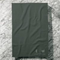 Dark Green Elegant Modern Minimalist Monogram Name
