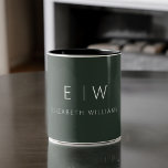 Dark Green Elegant Modern Minimalist Monogram Name Two-Tone Coffee Mug<br><div class="desc">Elevate your morning routine with our Dark Green and White Modern Minimalist Monogram Name Coffee Mug. This sleek and stylish mug brings a touch of contemporary elegance to your daily coffee ritual. Crafted with quality in mind, it features a minimalist design in classic black and white, making it a versatile...</div>