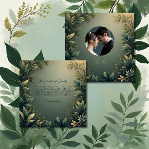 dark green elegant nature wedding photo thank you card