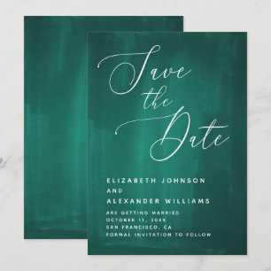Dark green elegant script. Emerald calligraphy Save The Date