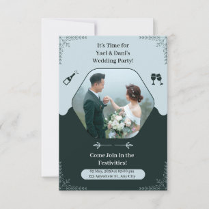 Dark Green Elegant Wedding Party Invitation