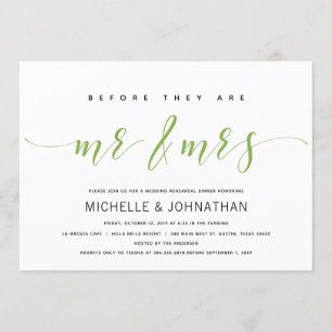 Dark green Elegant Wedding Rehearsal Dinner Invitation