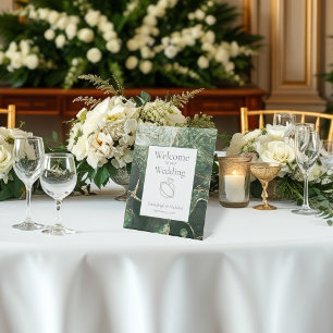 Dark Green Emerald Gemstone Wedding Pedestal Sign