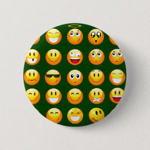dark green emoji 6 cm round badge