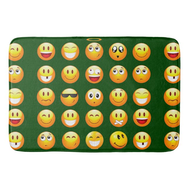 dark green emoji bath mat bathmat (Front)