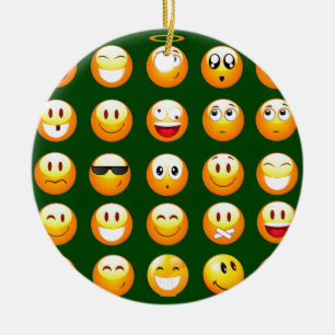 dark green emoji ceramic tree decoration