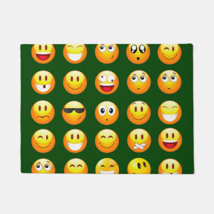 dark green emoji doormat door mat