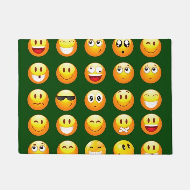 dark green emoji doormat door mat (Front)