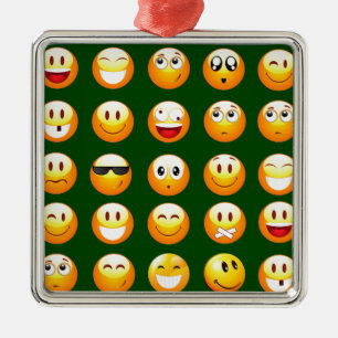 dark green emoji metal tree decoration