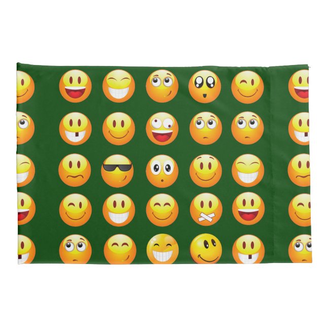 dark green emoji pillow cases (Back-Right)