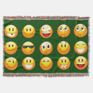 dark green emoji throw blanket