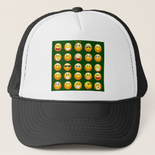 dark green emoji trucker hat