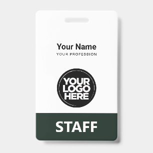Dark Green Employee Name Business Logo Staff Tag ID Badge
