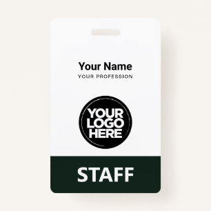 Dark Green Employee Name Business Logo Staff Tag ID Badge