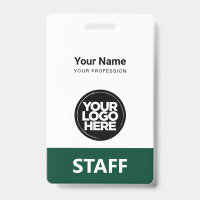 Dark Green Employee Name Business Logo Staff Tag