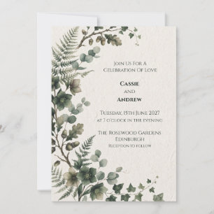 Dark Green Eucalyptus Wedding Invitation