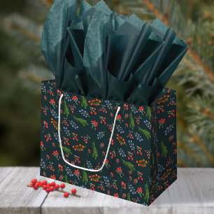 Dark Green Evergreen Elegance Christmas Large Gift Bag