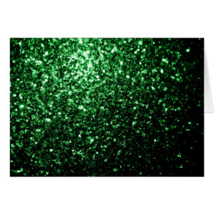 Dark green faux glitter sparkles card