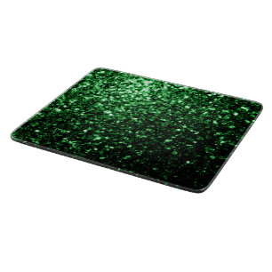 Dark green faux glitter sparkles cutting board