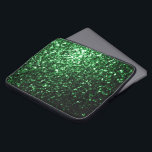 Dark green faux glitter sparkles laptop sleeve<br><div class="desc">Beautiful girly glamourous green shiny glitter sparkles. 
Photo of Green sparkles not actual glitters!</div>