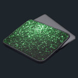 Dark green faux glitter sparkles laptop sleeve<br><div class="desc">Beautiful girly glamourous green shiny glitter sparkles. 
Photo of Green sparkles not actual glitters!</div>