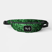 Dark green faux glitter sparkles Monogram