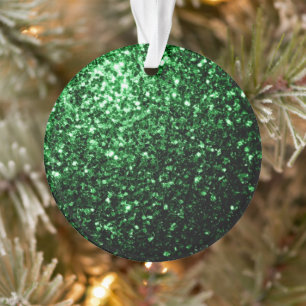 Dark green faux glitter sparkles ornament