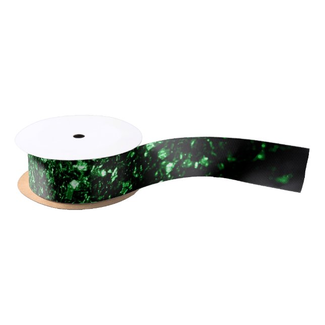 Dark green faux glitter sparkles satin ribbon (Spool)