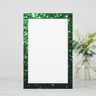 Dark green faux glitter sparkles stationery