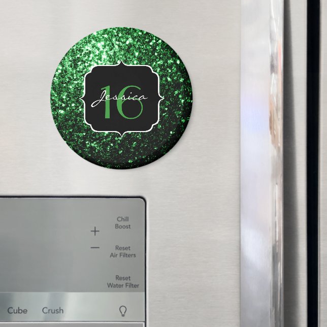 Dark green faux glitter sparkles Sweet 16 Magnet (In Situ (Fridge))
