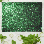 Dark green faux glitter sparkles tea towel<br><div class="desc">Beautiful girly glamourous green shiny glitter sparkles. 
Photo of Green sparkles not actual glitters!</div>