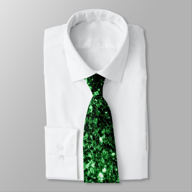 Dark green faux glitter sparkles tie (Tied)