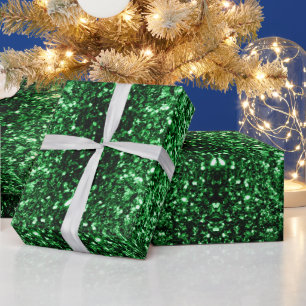 Dark green faux glitter sparkles wrapping paper