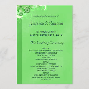 Dark Green Floral Flat Wedding Program Templates