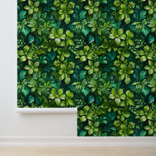 Dark Green Floral Peel and Stick  Wallpaper