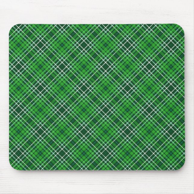 Dark Green & Forest Green Plaid Pattern Mouse Mat (Front)