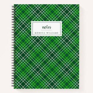 Dark Green & Forest Green Plaid Pattern Notebook