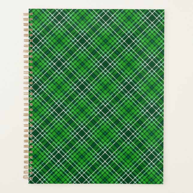 Dark Green & Forest Green Plaid Pattern Planner (Front)