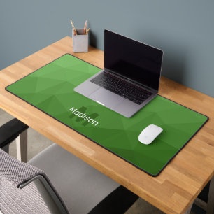 Dark green Geometric Mesh Pattern monogram Desk Mat
