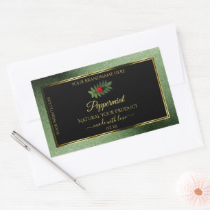 Dark Green Glitter Black Product Labels Ladybug