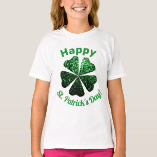 Dark Green glitter sparkle Shamrock St Patrick Day T-Shirt