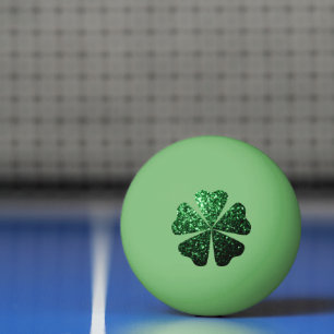 Dark Green glitter sparkles Shamrock Clover Ping Pong Ball