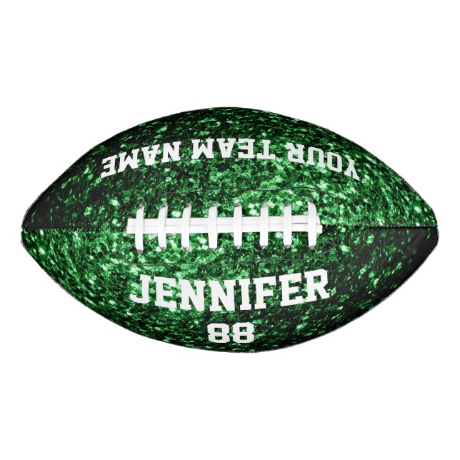 Dark green glitter sparkles Your name Team American Football (Front)