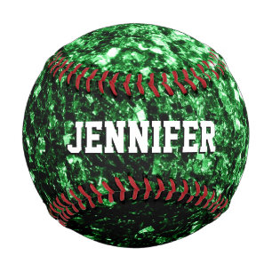 Dark green glitter sparkles Your name Team Baseball